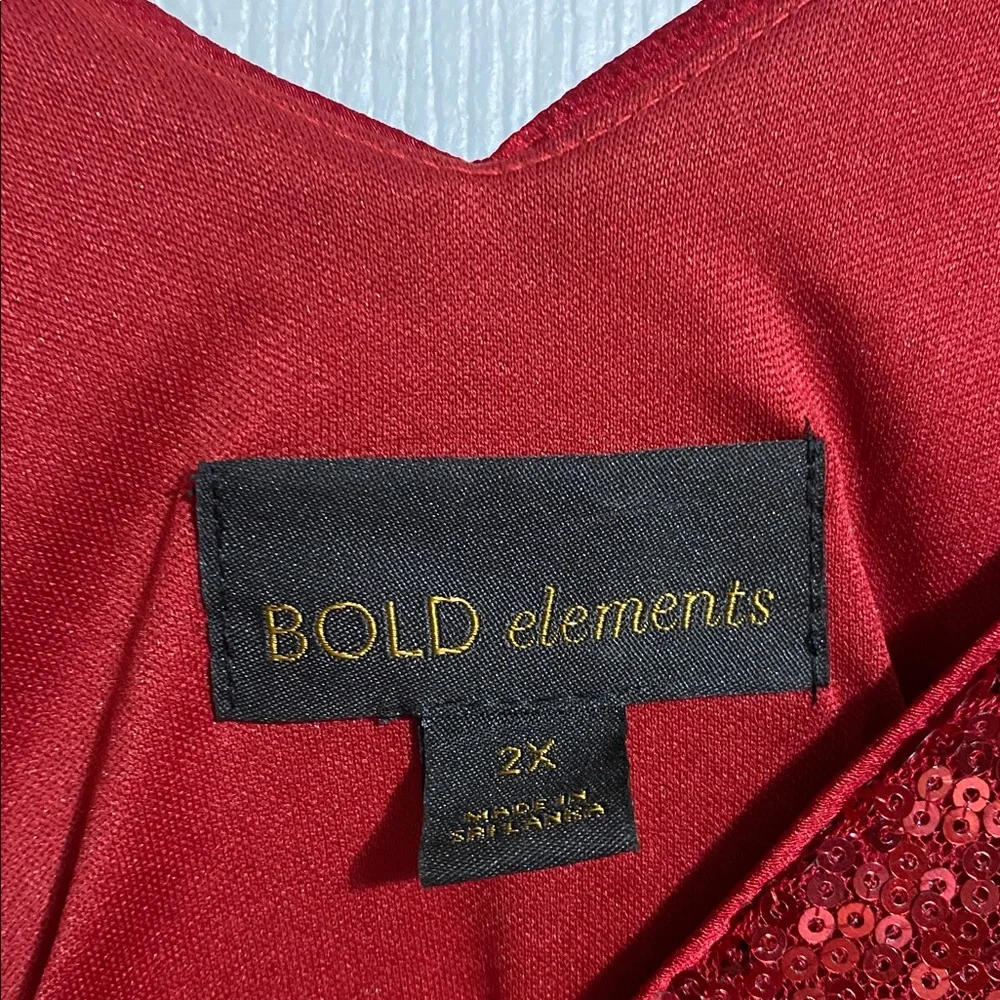 BOLD elements red sequin blouse top shirt size 2X - Picture 7 of 9